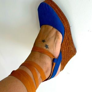 Castañer × SILVIA TCHERASSI woman wedge high heels size 38 , blue color